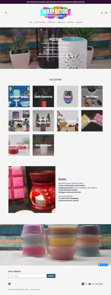 WEBSITE RELAUNCH & NEW LOGO: WAXFACTOR Soy Melts & Candles